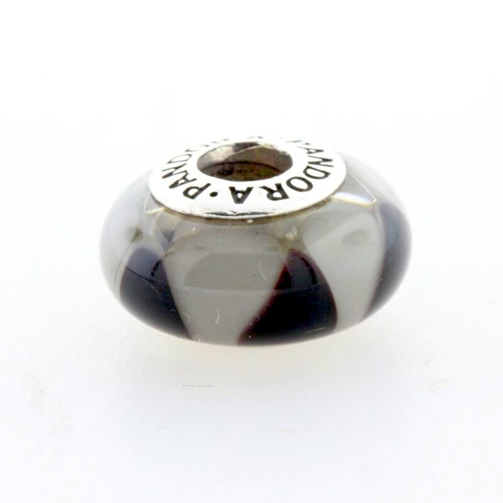 RETIRED PANDORA Sterling Silver Captivating Black Murano Charm Bead